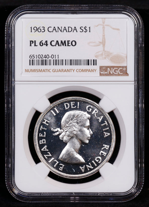 1963 Canada Silver Dollar S$1 NGC PL64 Cameo