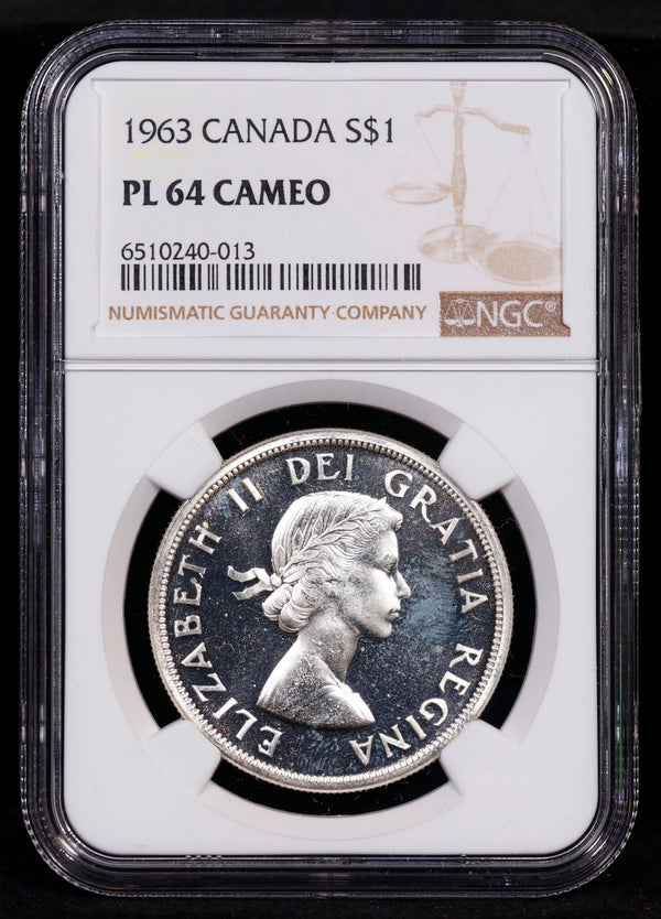 1963 Canada  Silver Dollar S$1 NGC PL64 Cameo