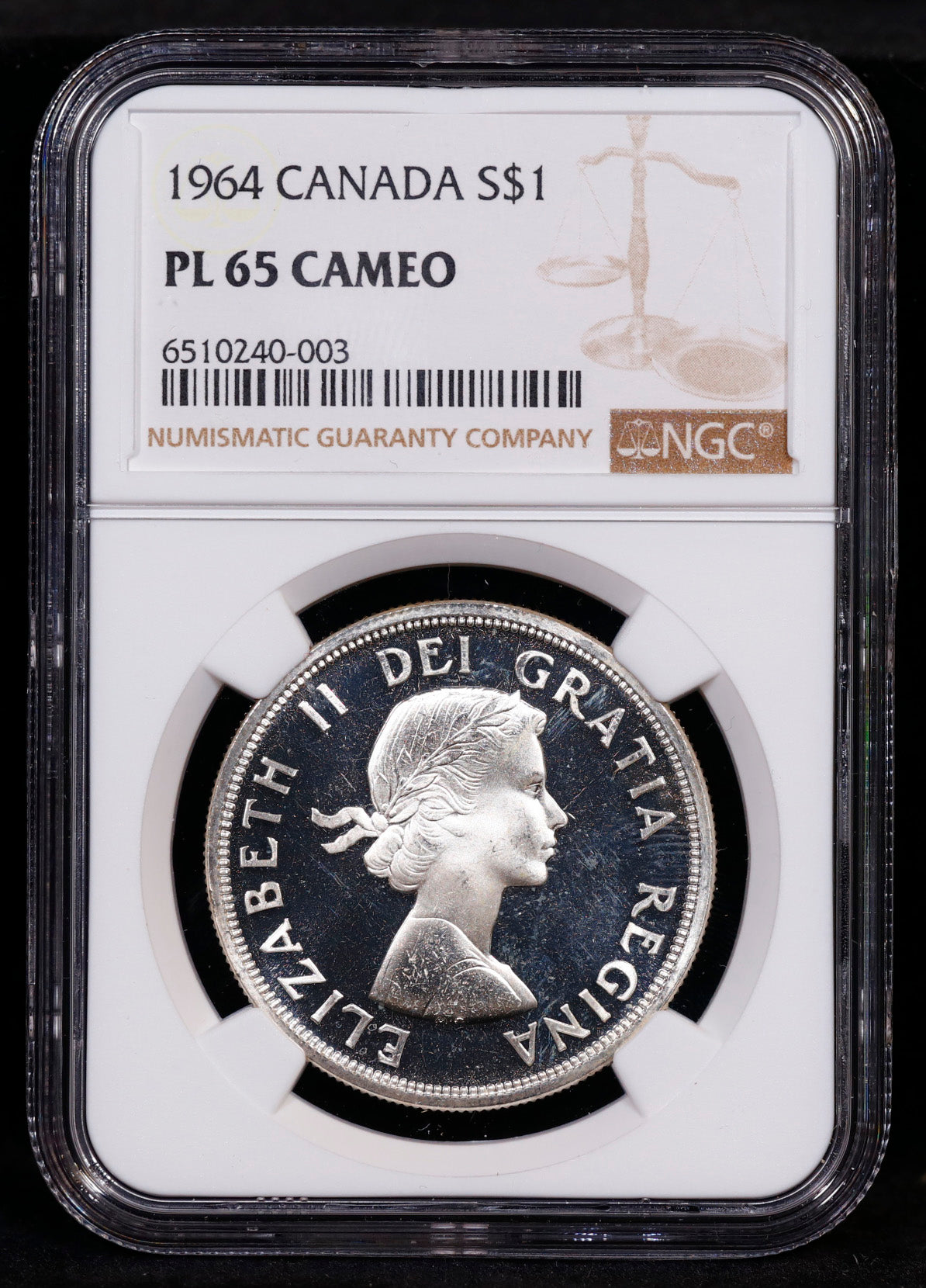 1964 Canada Silver Dollar S$1 NGC PL65 Cameo