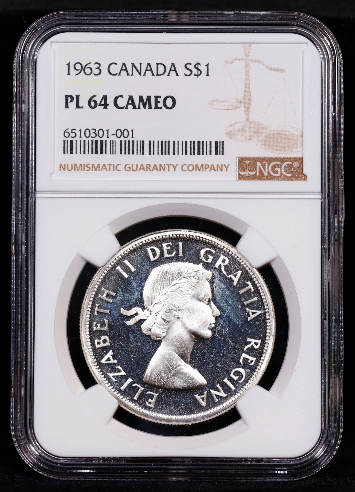 1963 Canada Silver Dollar S$1 NGC PL64 Cameo