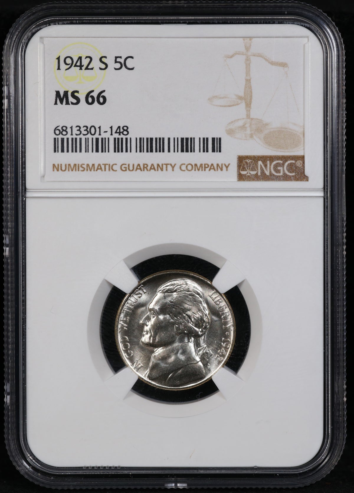 1942-S Jefferson Nickel 5c MS66 NGC