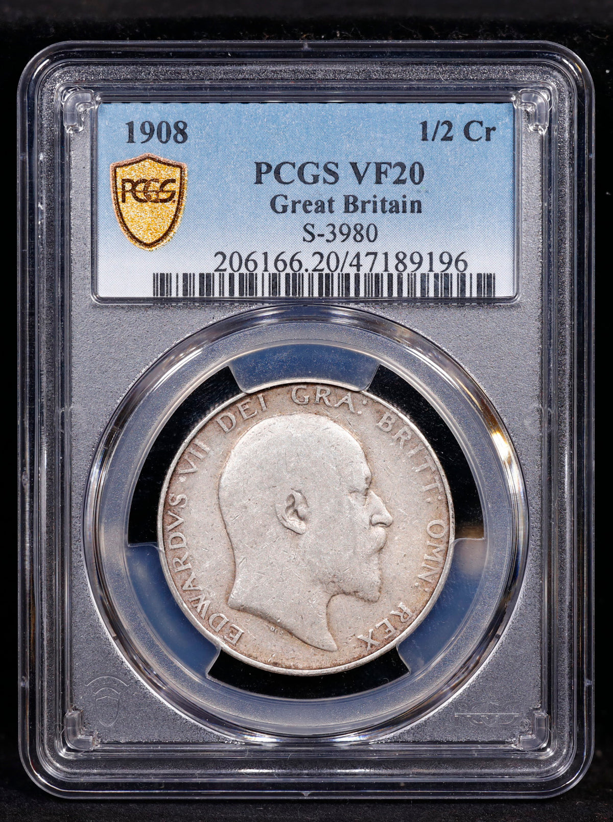 1908 Great Britain 1/2 Crown PCGS VF20