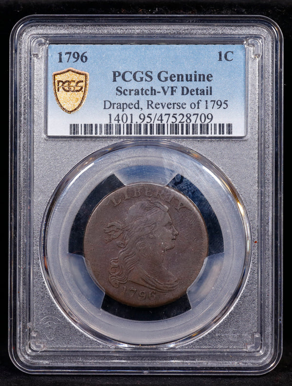 1796 Large Cent 1c Draped Reverse of 1795 PCGS VF Detail