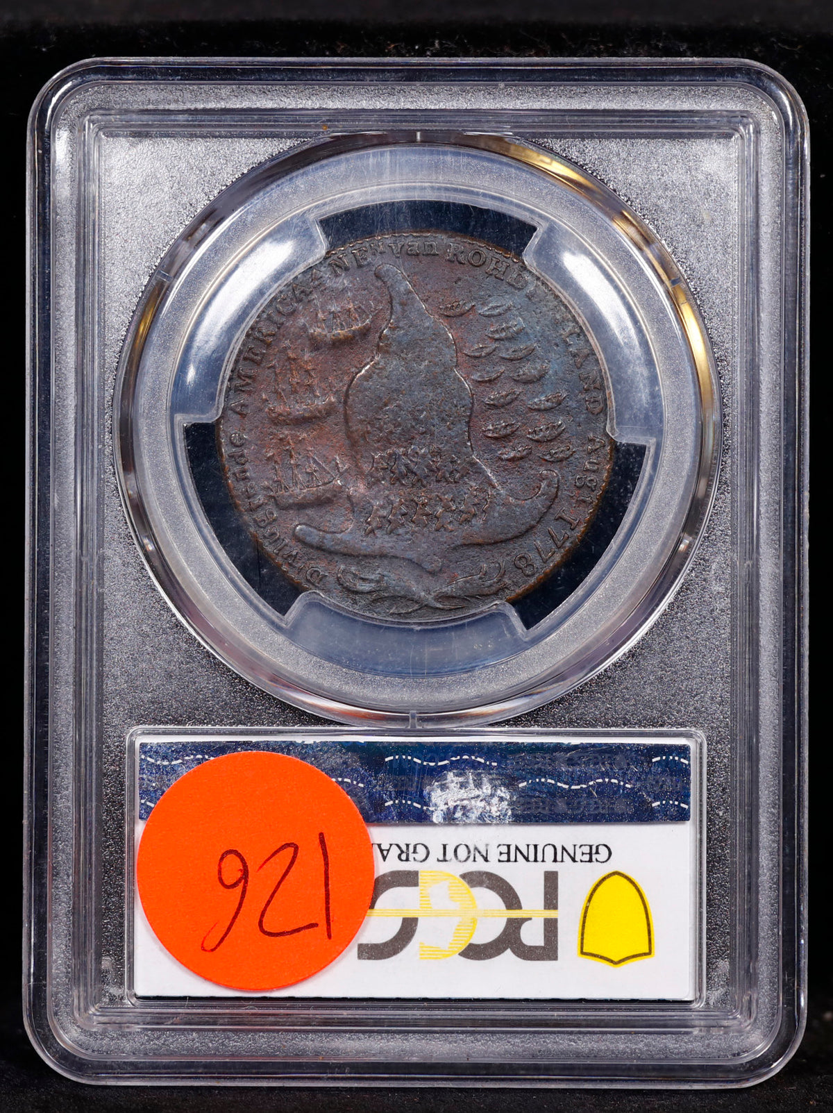 1779 Rhode Island Ship Token Wreath Below Ship Copper PCGS VF Details