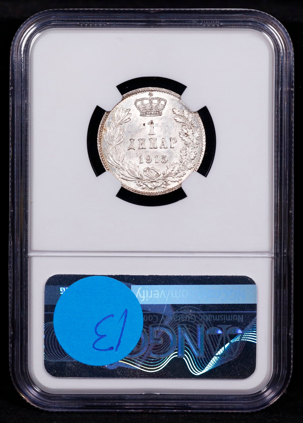 1915 Serbia Dinar Designer Name Coin Alignment NGC MS61