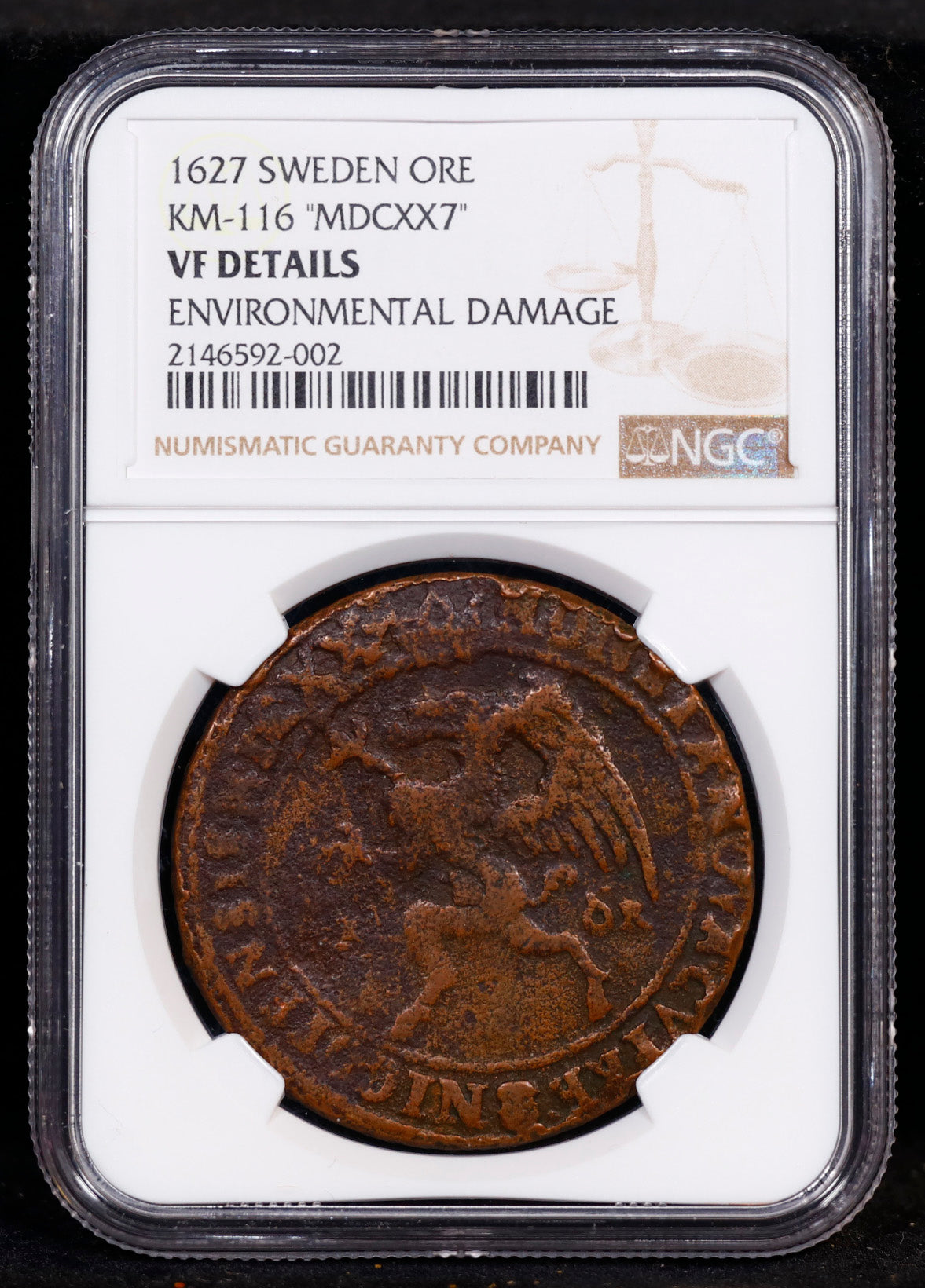 1627 Sweden Ore KM-116 MDCXX7 NGC VF Details