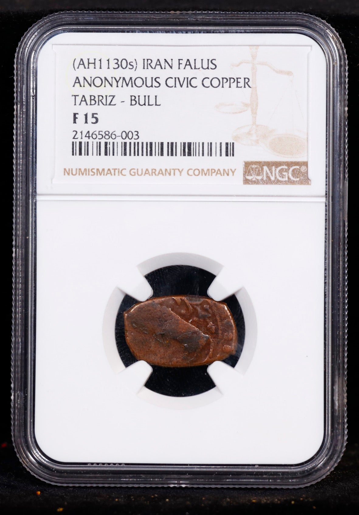 AH1130s Iran Falus Anonymous Civic Copper Tabriz Bull NGC F15