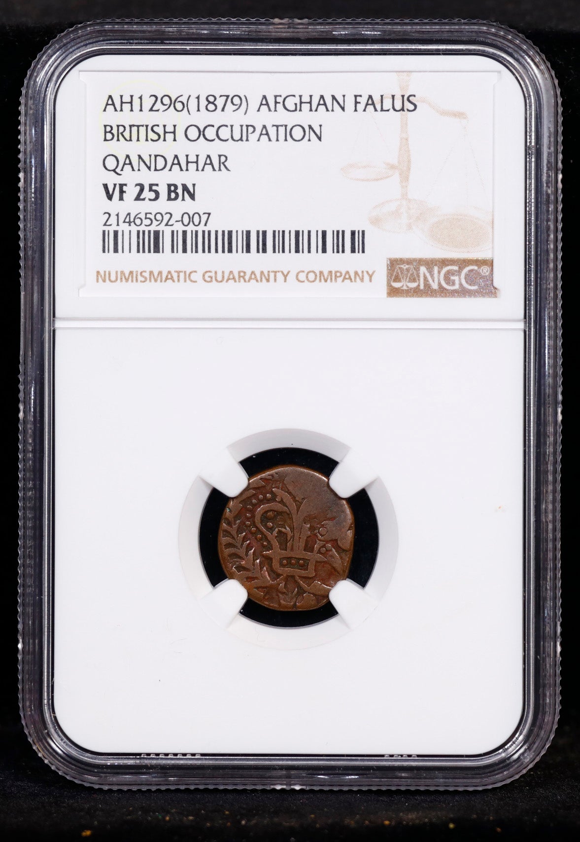 AH1296(1879) Afghan Falus British Occupation Qandahar NGC VF25 BN