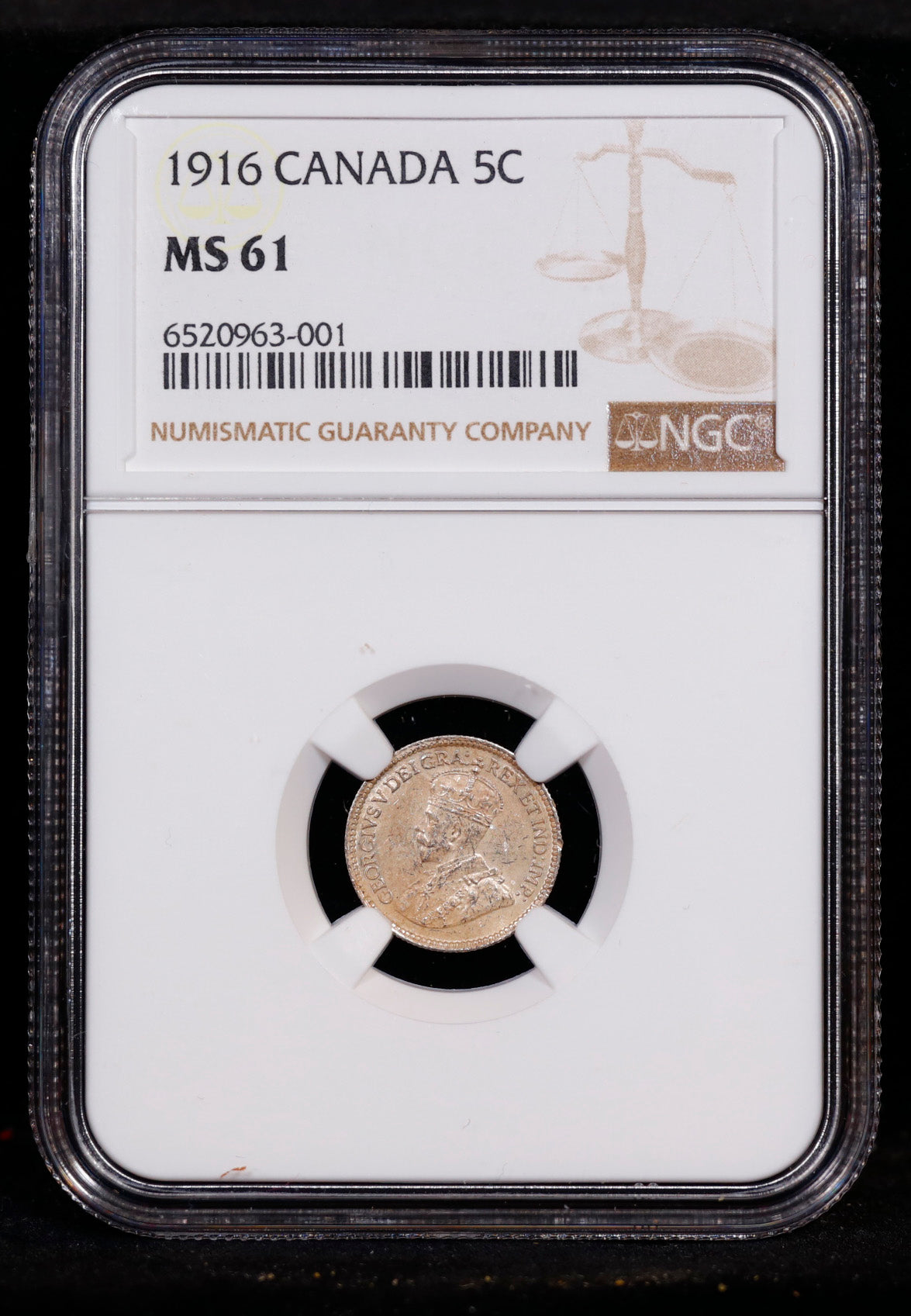 1916 Canada 5c Nickel NGC MS61