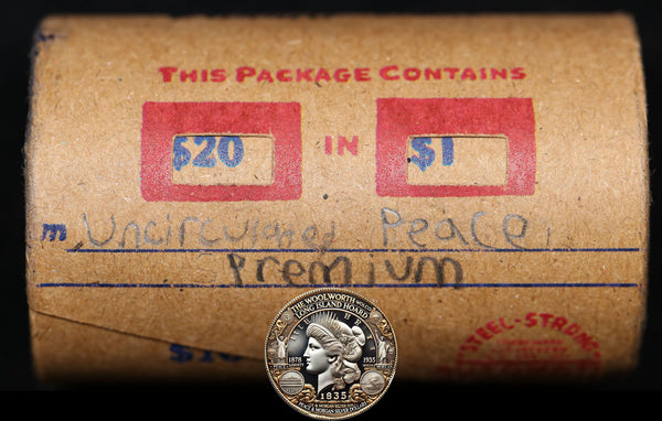 20 Uncirculated Peace Dollar Roll: Premium - 20 UPP