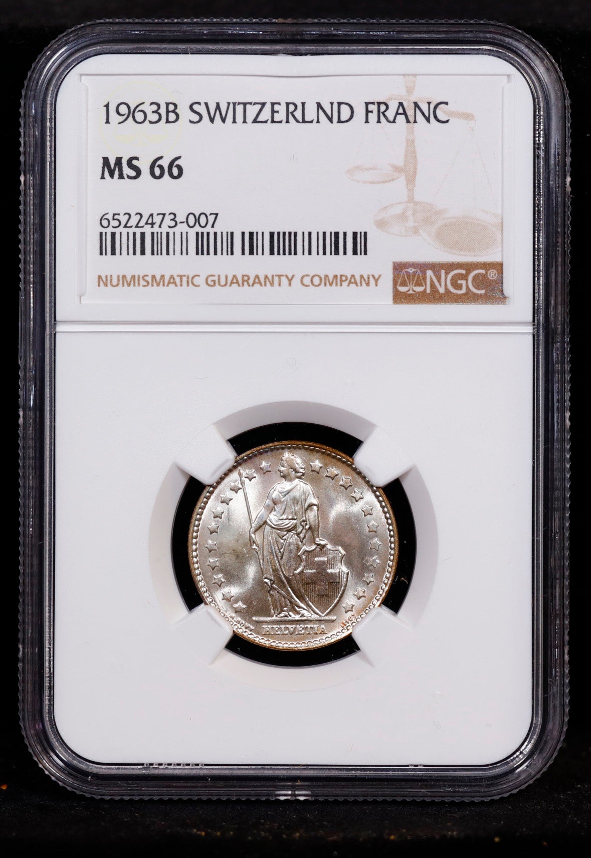 1963B Switzerland Franc NGC MS66