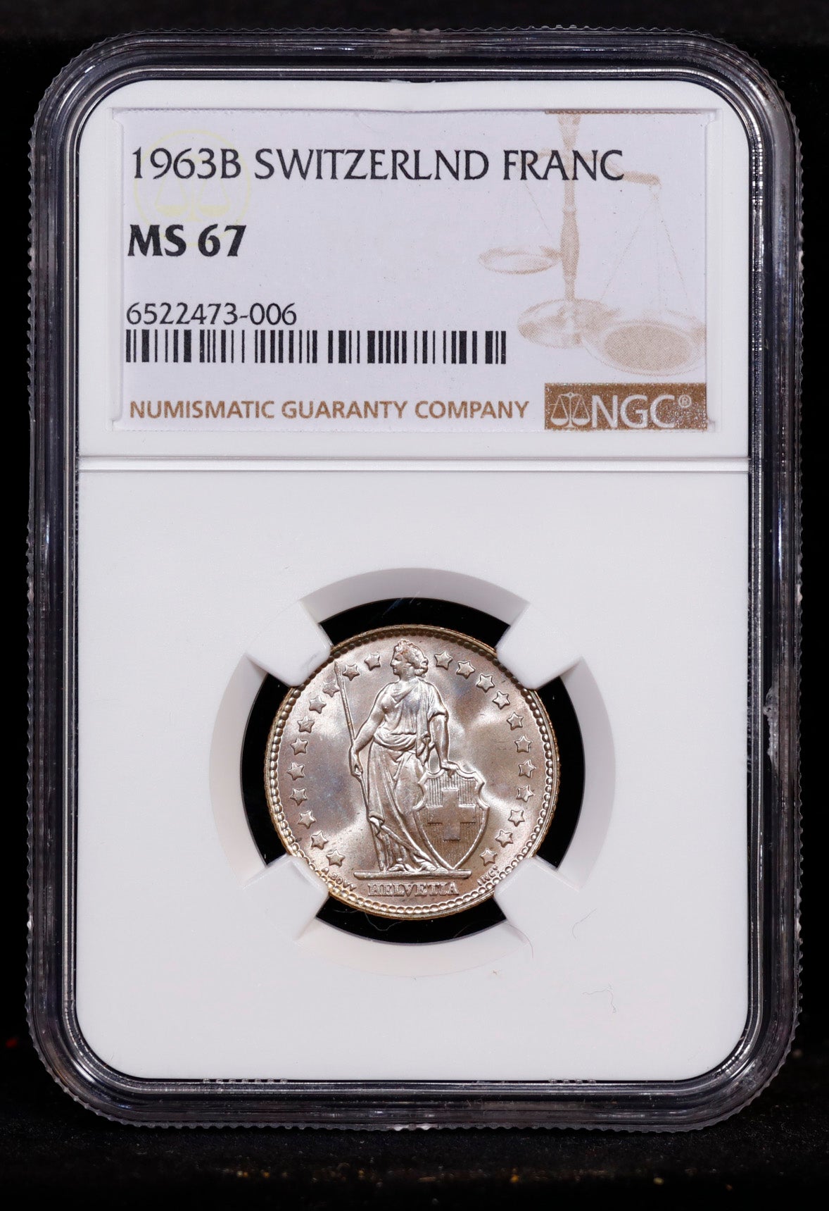 1963-B Switzerland Franc NGC MS67