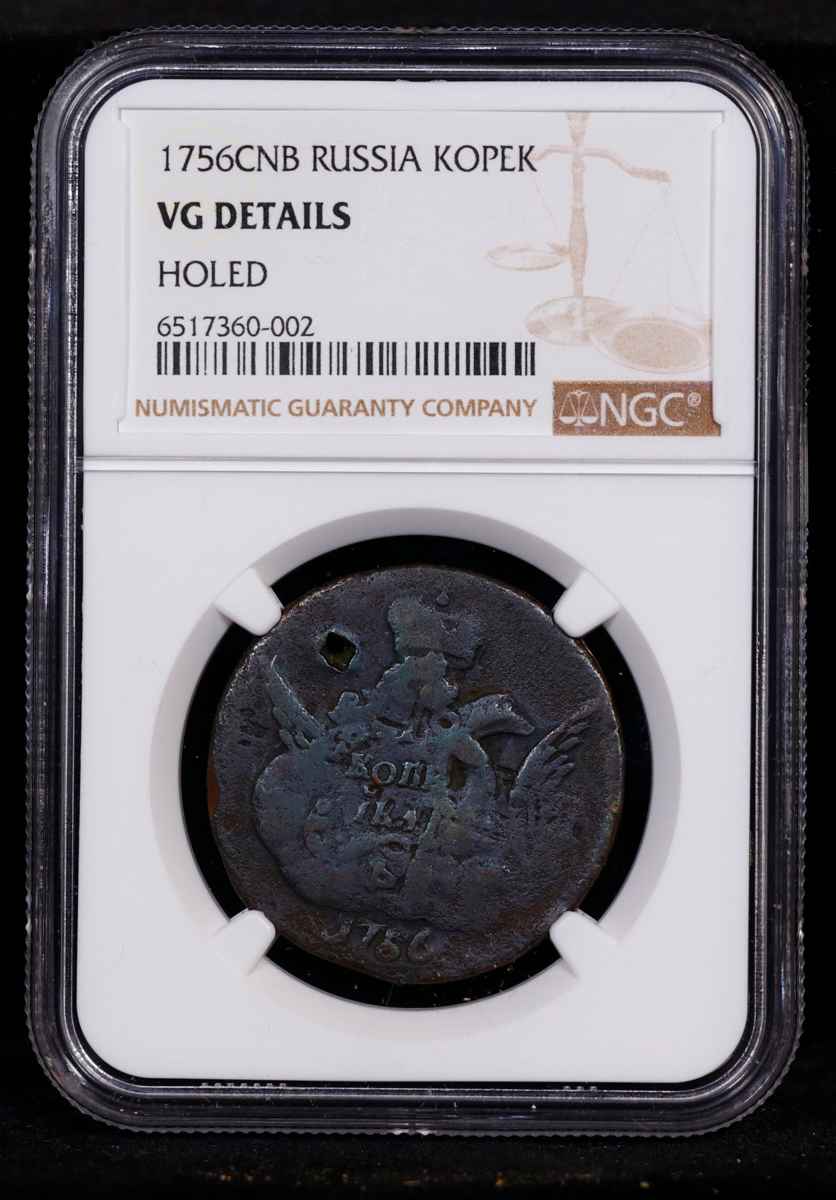 1756CNB Russia Kopek NGC VG Details