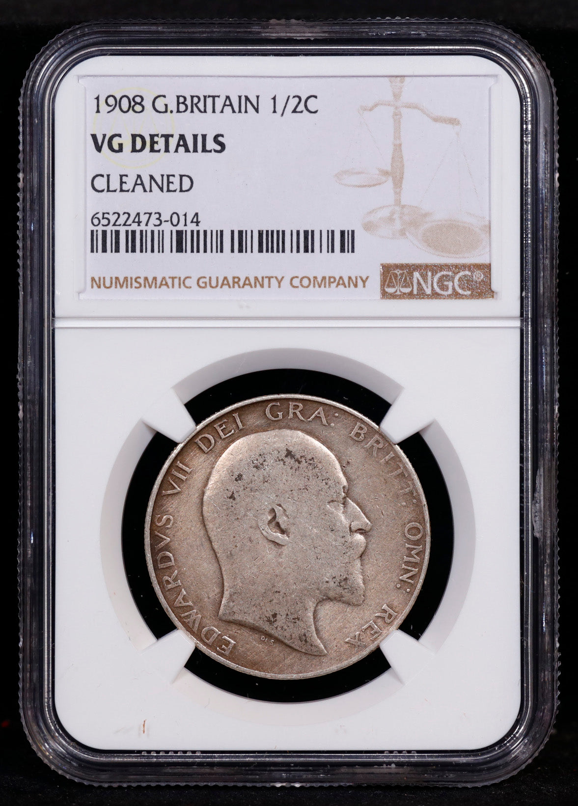 1908 Great Britain 1/2C Crown NGC VG Details