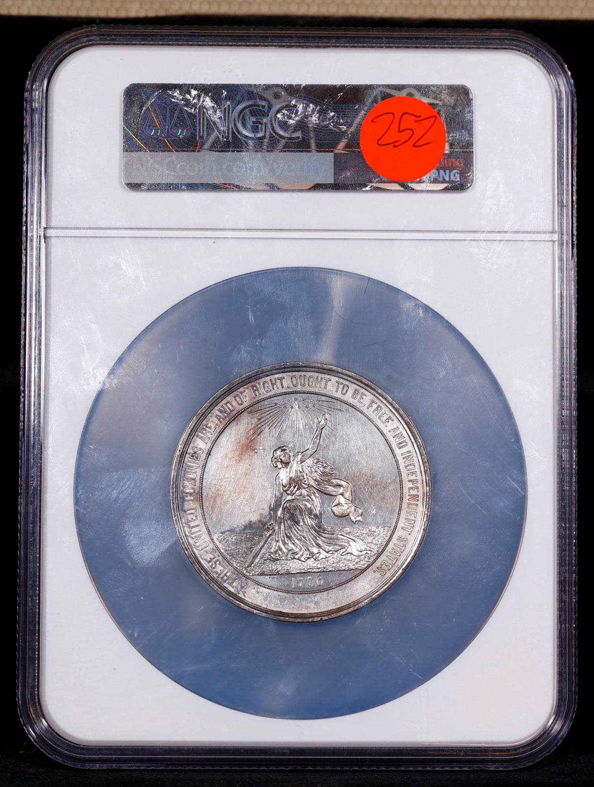 1876-Dated J-CM-11 WM 58mm U.S. Centennial Silvered NGC MS60