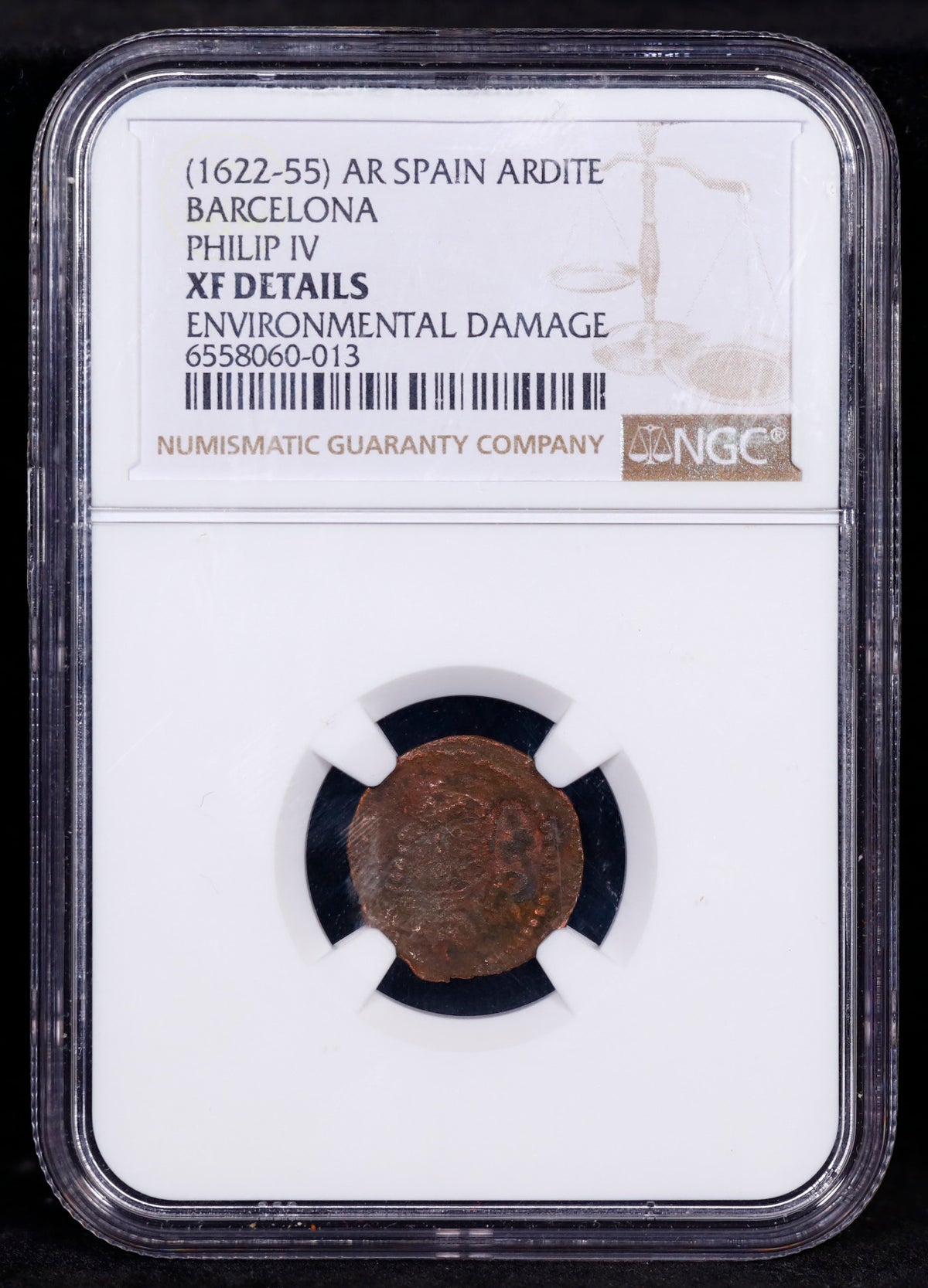 1622-55 AR Spain Ardite Barcelona Philip IV NGC XF Details