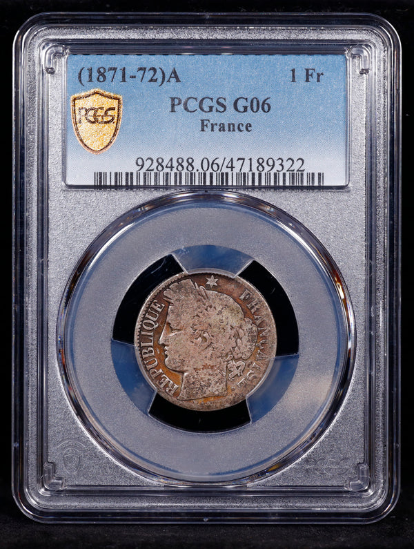 1871-72 A 1 Franc France PCGS G06