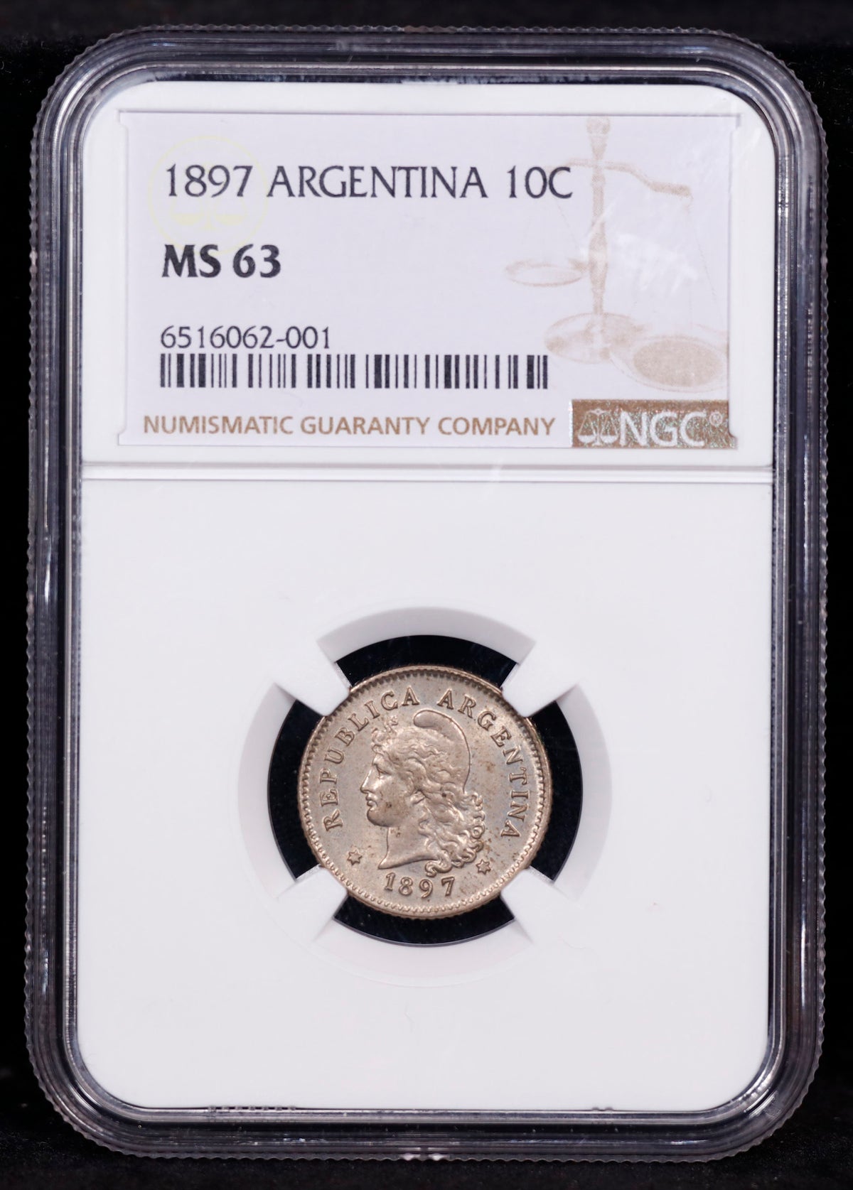 1897 Argentina 10c Centavos NGC MS63 TOP POP
