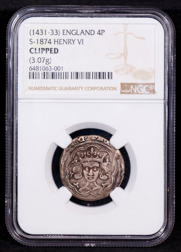 1431-33 England 4p Pence S-1874 Henry VI 3.07g NGC CLIPPED