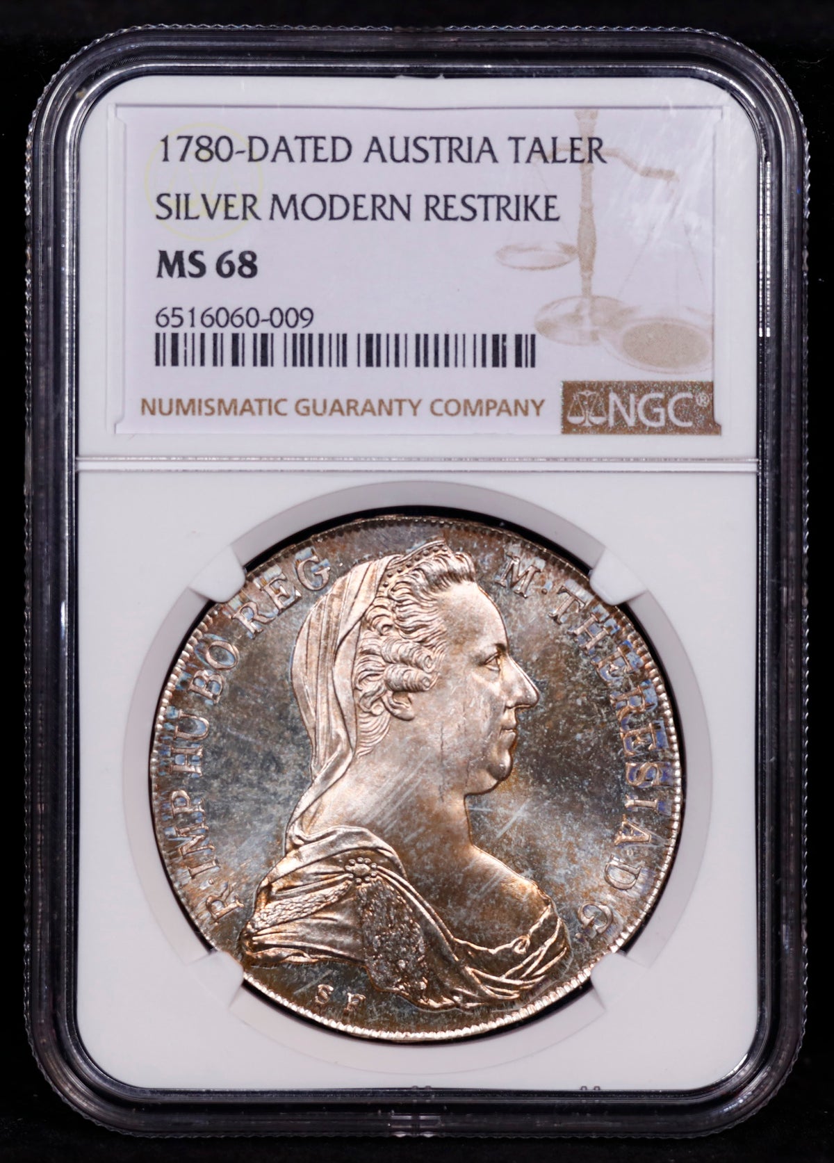 1780 Dated Austria Taler Silver Modern Restrike NGC MS68 RARE MS