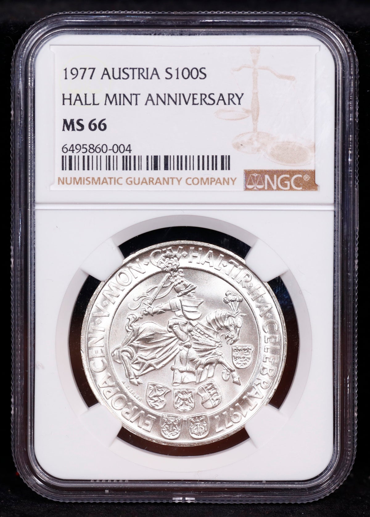 1977 Austria S100S Hall Mint Anniversary NGC MS66 2nd Finest Known