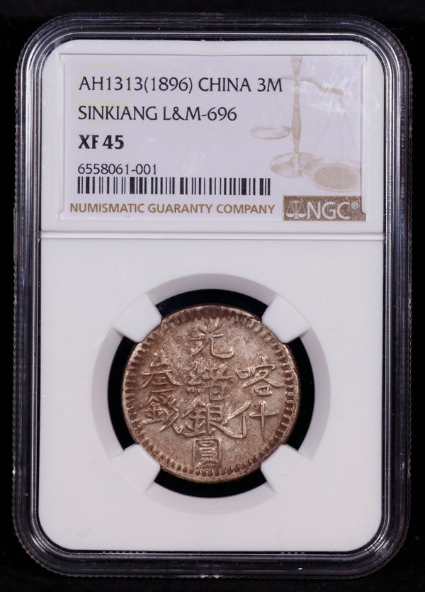 AH1313(1896) China 3M Sinkiang L&M-696 NGC XF45